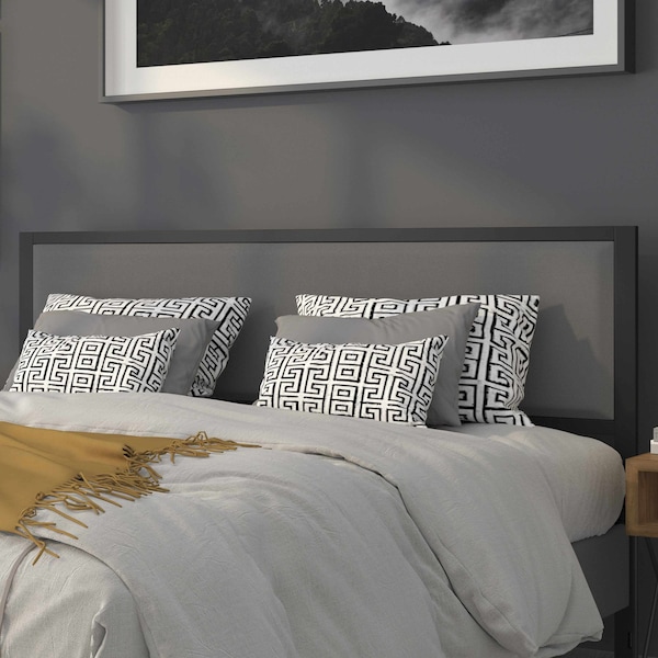 Flash Furniture Melbourne Metal Upholstered King Size Headboard in Dark Gray Fabric HG-HB1717-K-DG-GG - main